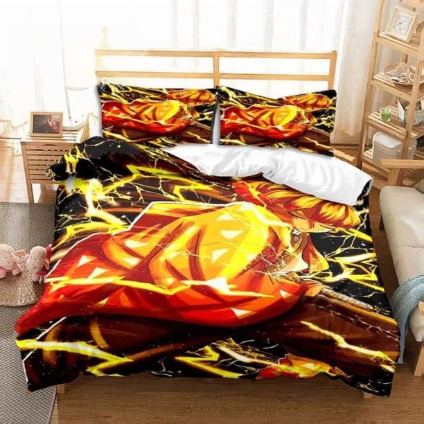 Agatsuma ZenitsuDemon Slayer Bedding Set Bed Set Adult Kid Bedroom Home Textile