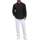 thumbnail image 2 of INSPIRE CHIC Regreso a Clases Camisa de Vestir de Lino Sólido de Manga Larga para Hombre M Negro, 2 of 6