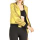 thumbnail image 5 of INSPIRE CHIC Chaqueta Bomber Casual para Mujer con Cuello Alto, Cremallera Metálica y Largo Recortado L Dorado, 5 of 8
