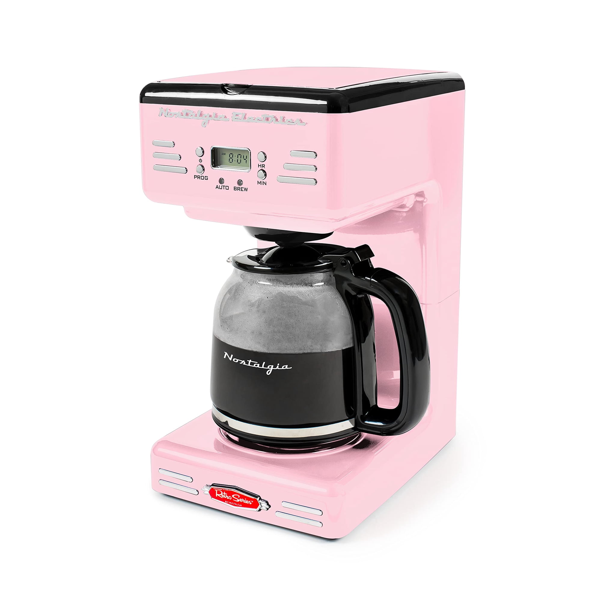 Cafetera Nostalgia Retro, 12 Tazas, Programable, Led Rosa