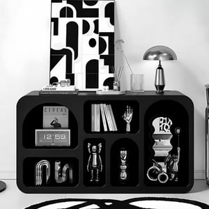 Santú Home & Deco - Aparador Organizador Geométrico Bogen Negro Mediano