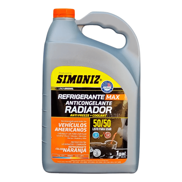 Refrigerante Anticongelante Simoniz 50/50 American Orange 1gl