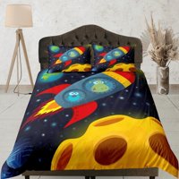 Milsleep - Juego De Funda Nórdica De Animales En Nave Espacial Para Niños, Juego De Cama Galaxy Full,