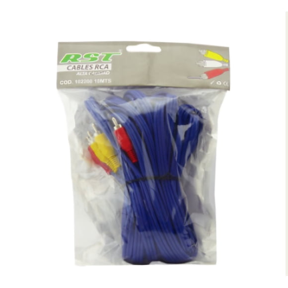 Cable Rca 3x3 Rca 10 Metros Rst Azul