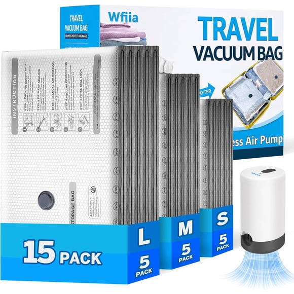 Bolsas al vacío Wfiia pack 15 S M L con bomba USB