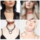thumbnail image 5 of Gargantillas de Cuero PU, Gargantillas de Corazón de Amor Collar Gótico Punk Grunge Emo para Mujeres, Negro/Plata Rosa, 2 Piezas, 5 of 6