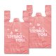 thumbnail image 1 of Bolsas tipo camiseta Yoyo-Rain PINK Thank you, 28 x 15 x 53 cm, 100 unidades, 1 of 6
