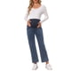 thumbnail image 2 of INSPIRE CHIC Mujeres Jeans de Maternidad Denim Pierna Recta Alta Elasticidad Sobre el Vientre Pantalones de Embarazo Trabajo Casual 2026 S Azul Oscuro, 2 of 5