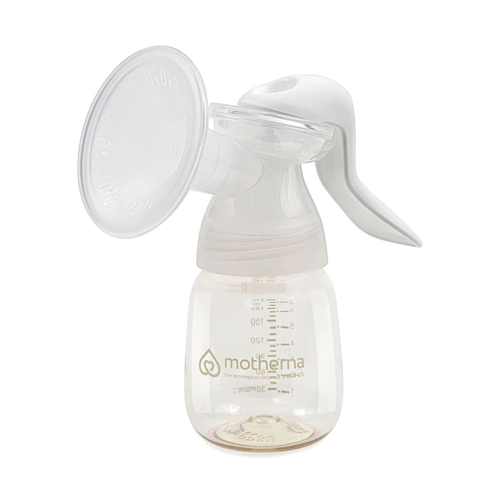 Youha - Saca Leche Manual Con Mamadera 210 Ml Y Tetina Boca Ancha Motherna Blanco