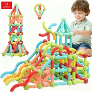 Anikids - Bloques Magnéticos Palos Bolas 88 Piezas Juguete Armable Niños