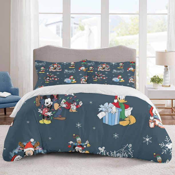 Mickey Mouse Bedding Sets Cartoon Duvet Cover Lightweight 3 Piece Bet Sets for Kids Boys Girls