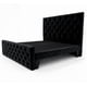 thumbnail image 1 of Cama 2 plazas doble Respaldo capitone Negro Felpa PREMIUM, 1 of 4