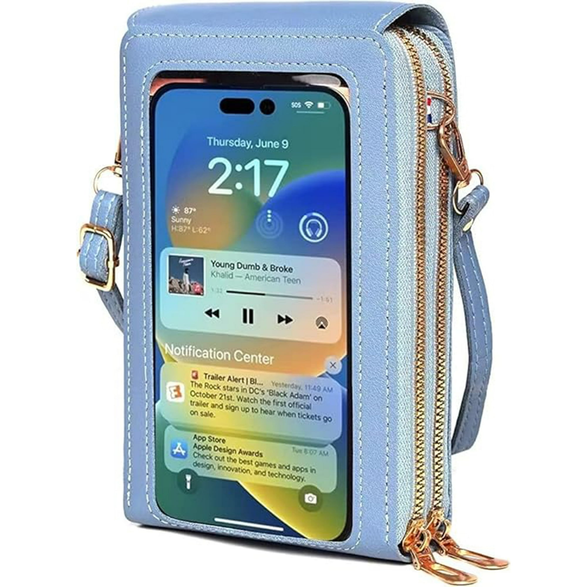 Veat00l - Crossbody De Mujer, Bolso Para Teléfono Con Pantalla Táctil, Cartera Para Teléfono Móvil Con Cremallera De 2 Capas, Bolso Monedero Con Ranura Para Tarjetas De Crédito