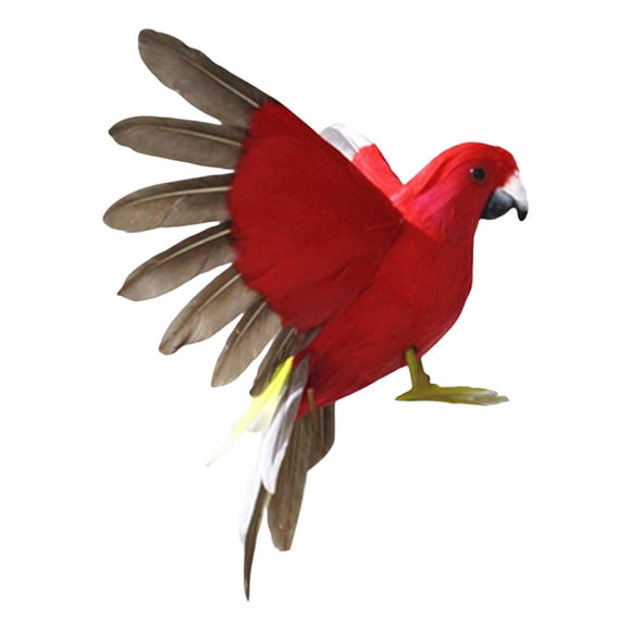 Aves Artificiales Emplumadas Loro Estatuilla Pájaro Escultura Para Pathway Patio Rojo