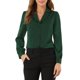 thumbnail image 5 of INSPIRE CHIC Camisa de Mujer Cuello Plano Mangas Largas Botones Abajo Oficina Camisa de Satén XS Verde, 5 of 7