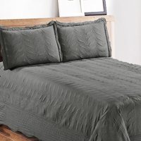 Mallorca - Quilt Bordado Gris Versailles Liso 2 Plazas