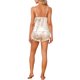 thumbnail image 3 of INSPIRE CHIC Conjunto de Pijamas de Satén para Mujer, Ropa de Dormir sin Mangas y Corta, Estampado de Flores, Encaje Dorado, Lencería Sexy, Conjunto de Camisola y Pantalones Cortos, L Champán, 3 of 6
