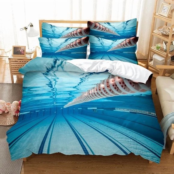 Swimming In Pool Bedding Duvet Cover Set Digital Printing Bed Linen Fashion Design Comforter Cover Bedding Sets Bed Set