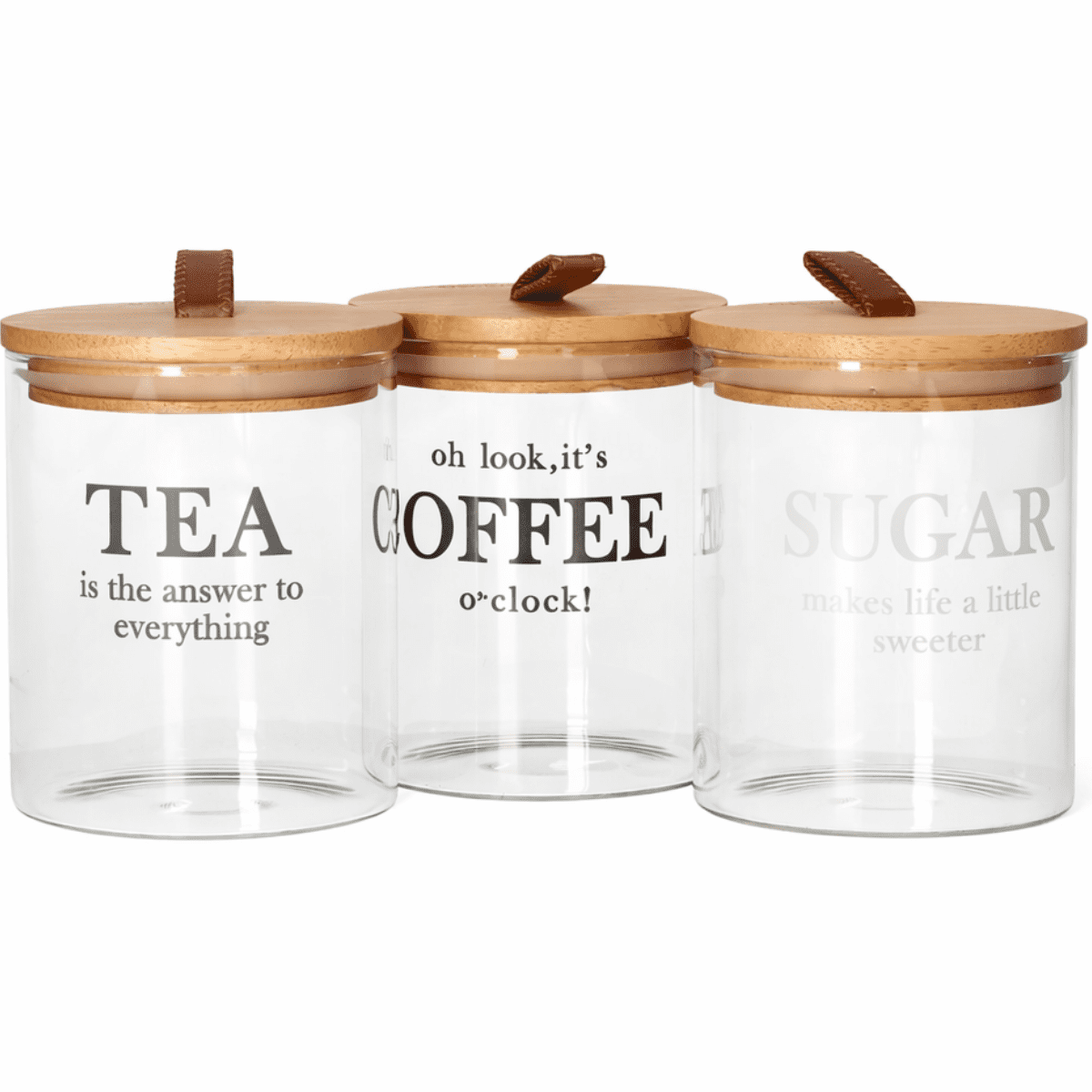 Danny Home - Set 3 Frascos Vidrio Tapa Madera Organizador Té Café Azúcar