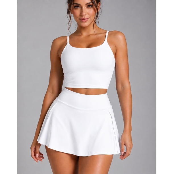 Set Deportivo Mujer Falda Short Con Bolsillo Y Top