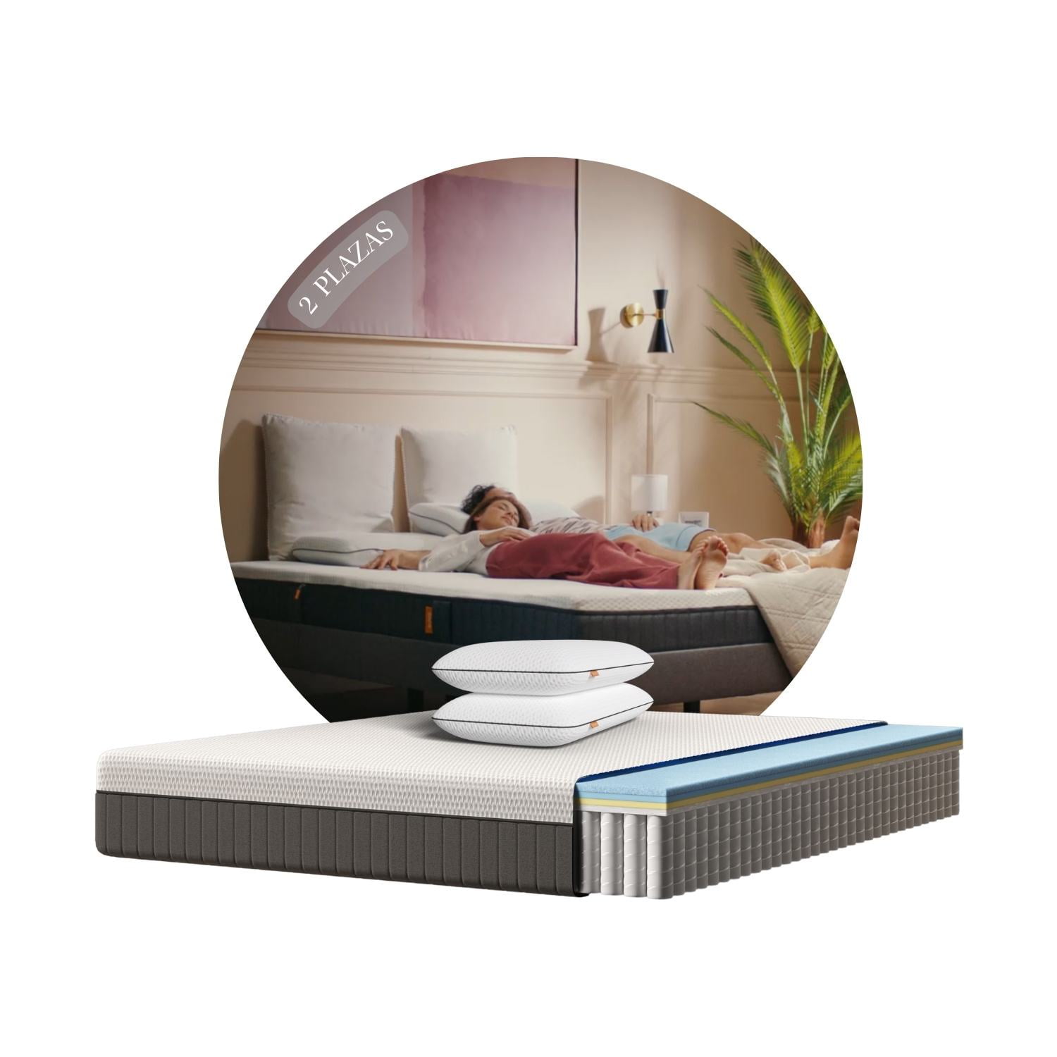 Emma - Combo Thermosync 2 Plazas + 2 Almohadas Diamond Memory Foam