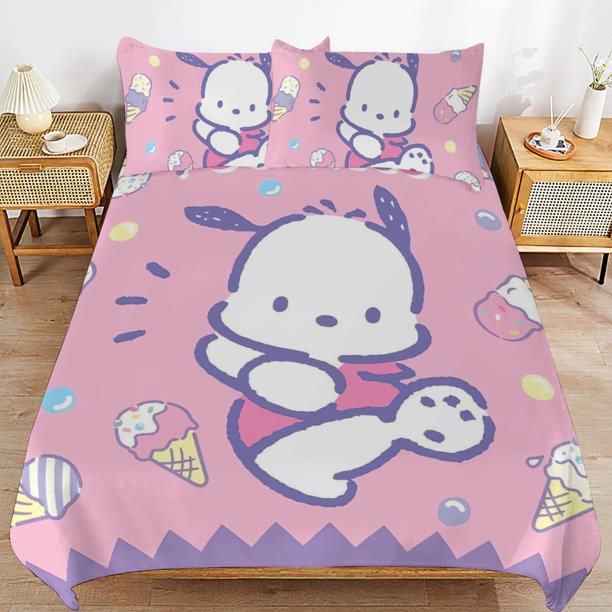 Pochacco-Melody Pochacco-Melody Bedding Set Sheet Set for Kids Adults,All Season Lightweight