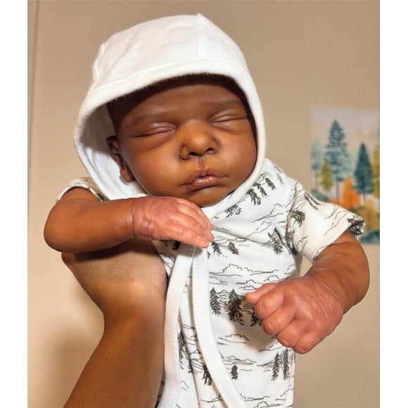 Muñeca Reborn GYCV Black Boy, 48 cm, piel oscura realista
