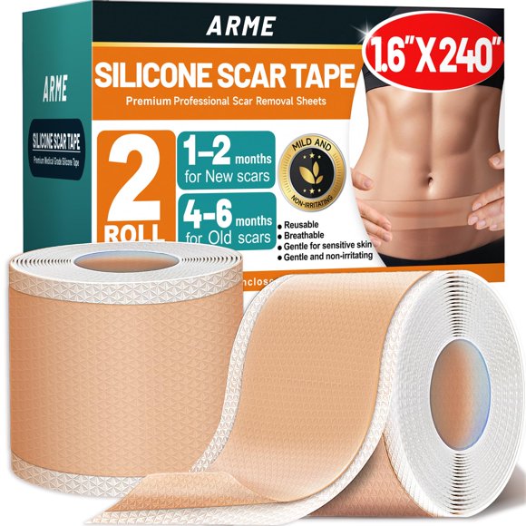 Cinta adhesiva de silicona para cicatrices Arme, 1,6 x 240 cm, grado médico, 2 rollos