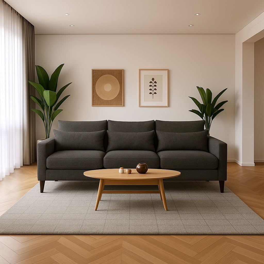 Casa Wow Deco - Sofá 3 Cuerpos Lykos Gris Oscuro Tela – Confort Y Estilo Para Tu Hogar