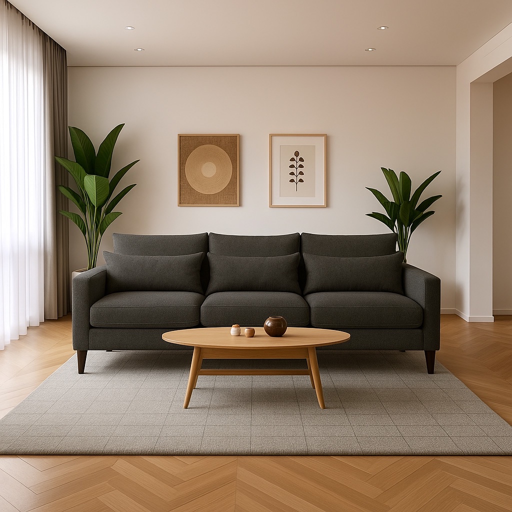 Casa Wow Deco - Sofá 3 Cuerpos Lykos Gris Oscuro Tela – Confort Y Estilo Para Tu Hogar