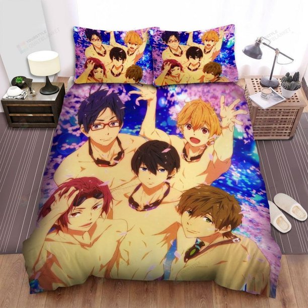 Free! Characters With Sakura Trees Quilt Duvet Cover Set Bed Linen Kids3-Piece Bedding Set