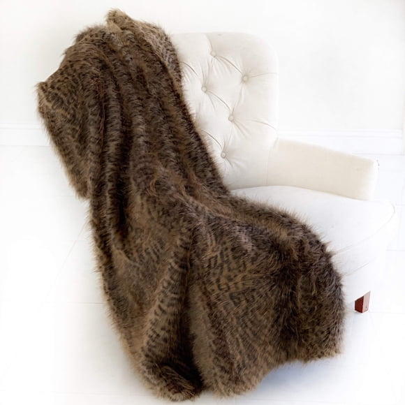 Manta decorativa Plutus Brands de peluche Wildcat color tawny, piel sintética