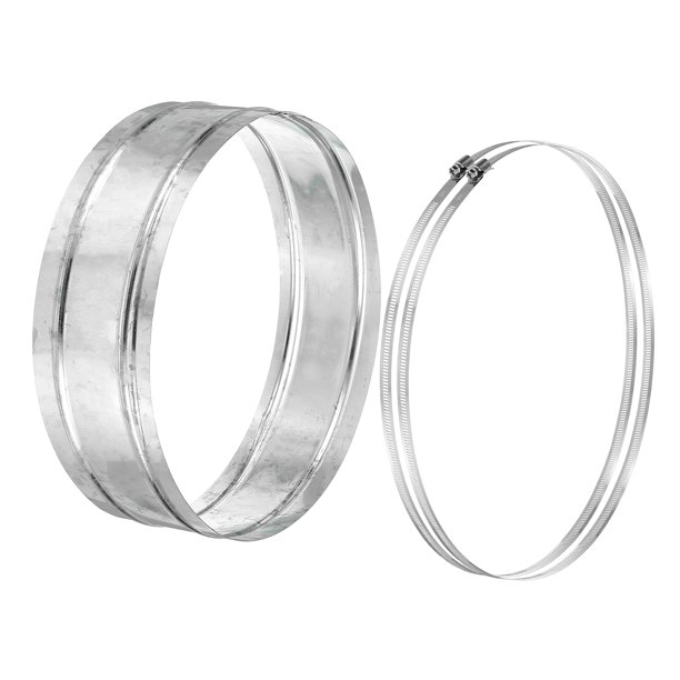 Conector de Conducto de 13.8" Uxcell, Juego de Acoplamiento de Conducto de Hierro Galvanizado para Sistemas de Ventilación de Extractor HVAC, 4" de Largo