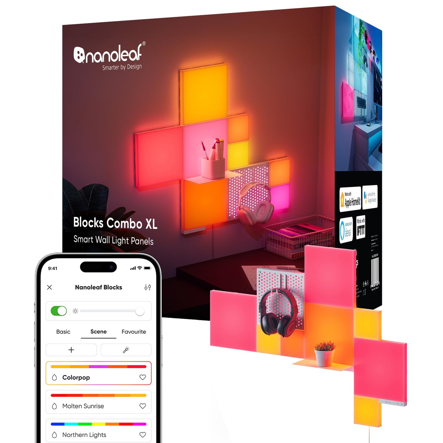 Panel De Iluminación Nanoleaf Blocks Combo Xl Smarter Kit 9 Paneles