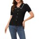 thumbnail image 1 of INSPIRE CHIC Blusa de Mujer con Cuello Peter Pan, Manga Corta Abullonada, Botones, Chiffon, Talla XS, Negro, 1 of 6