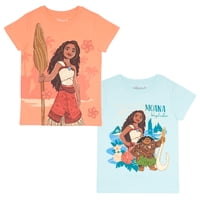 Camiseta Disney Moana And Friends Para Niña, Paquete De 2, Talla 7/8