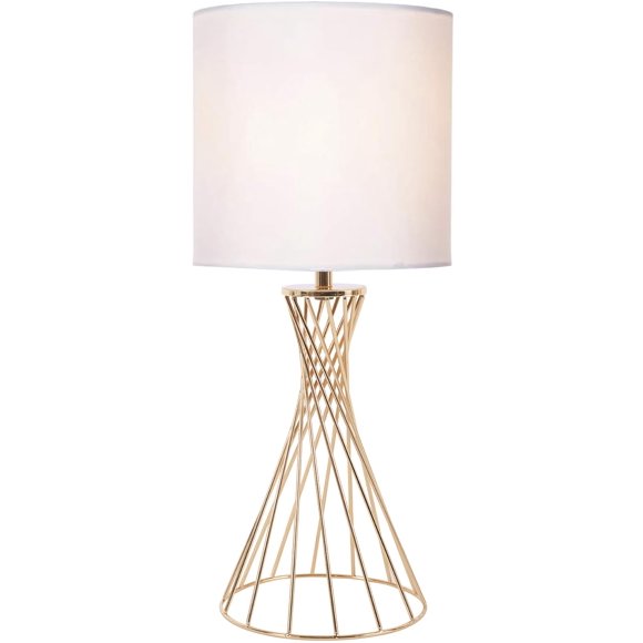 Lámpara de mesa Popity home con base de metal dorado y pantalla blanca