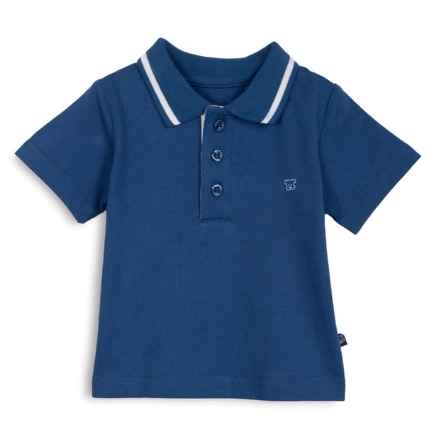 Polera Bebé Niño Manga Corta Cuello Piqué Azul Marino Pillin