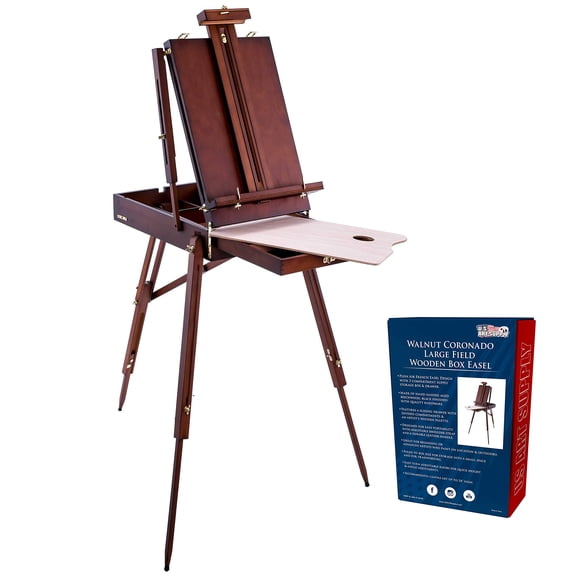 Easel U.S. Art Supply, francés grande de nogal, con cajón y paleta