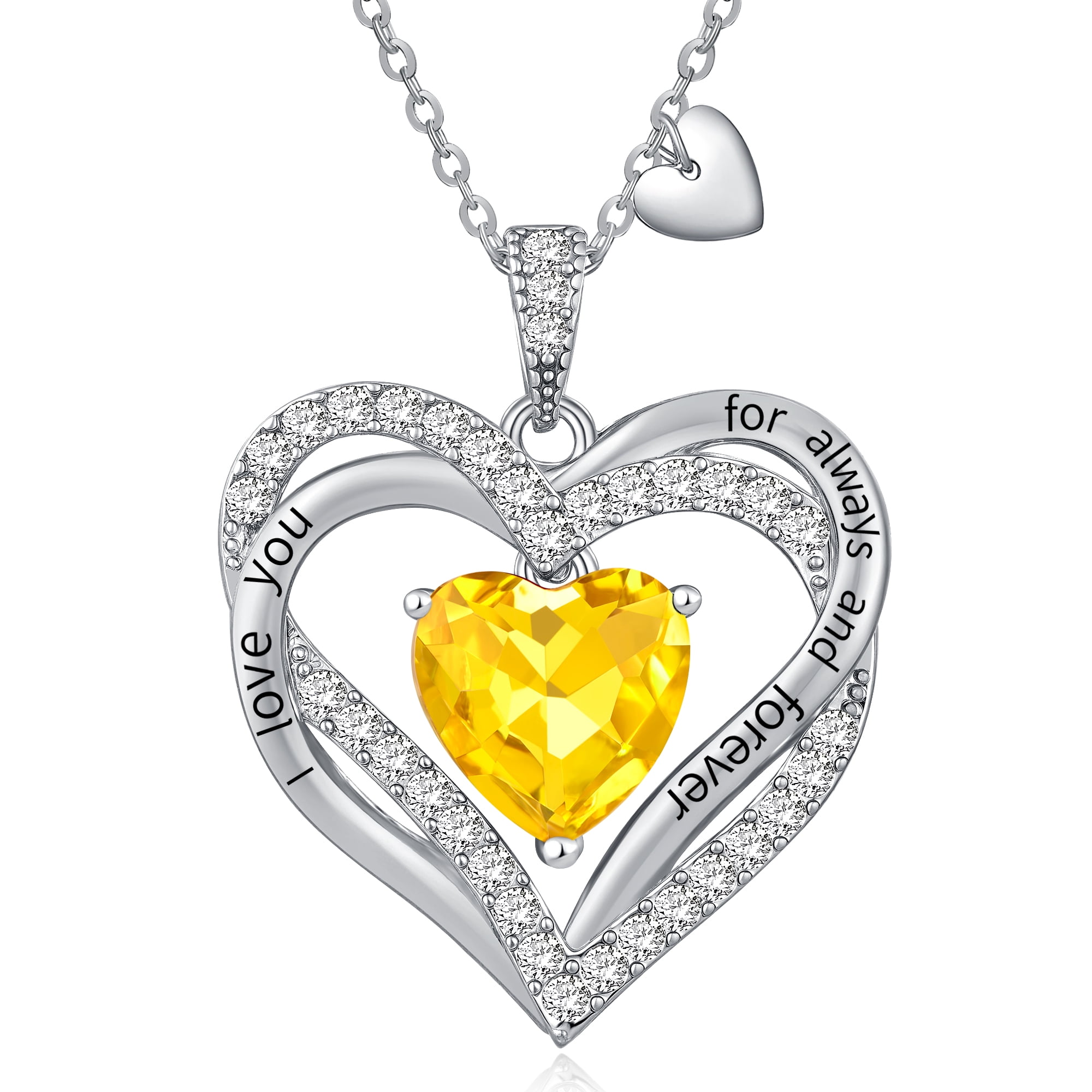 Heshpaws - Colcollares Colgantes De Amor De Amor Para Mujeres Con Piedra De Nacimiento Zirconia, Regalo De Joyería De Aniversario De Cumpleaños De Navidad Para Mujeres Esposa