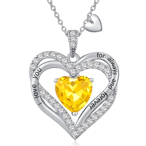 Collar Heshpaws Love Pendant Doble Corazón Con Zirconia