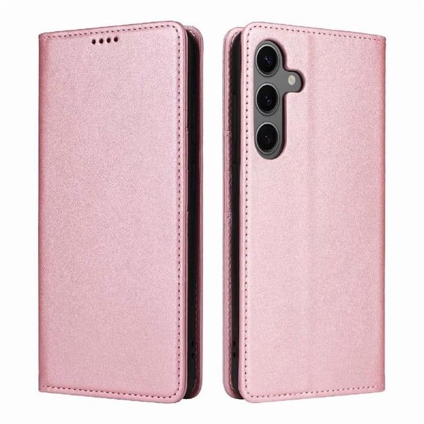 Funda Cartera para Samsung Galaxy S24 con Ranuras Tarjetas y Soporte - Protección Completa Oro rosa