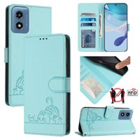 Funda Tipo Cartera Foxdock Para Motorola Moto G 5G 2024 Con Soporte, Ranuras, Rfid, Diseño De Gato