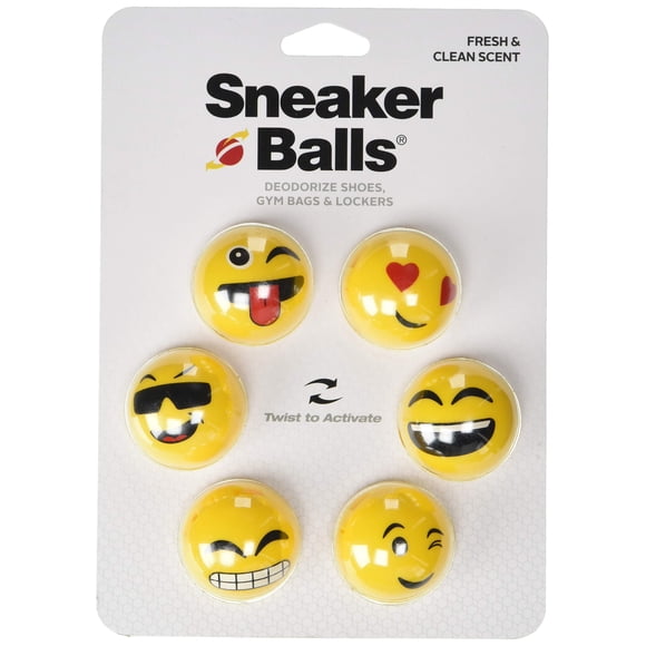 Juego de 6 pelotas desodorizantes para zapatos, diseño de emojis, suela suave