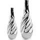 thumbnail image 1 of Set de 2 jarrones de cerámica Yundu blanco y plata con diseño espiral, 1 of 3