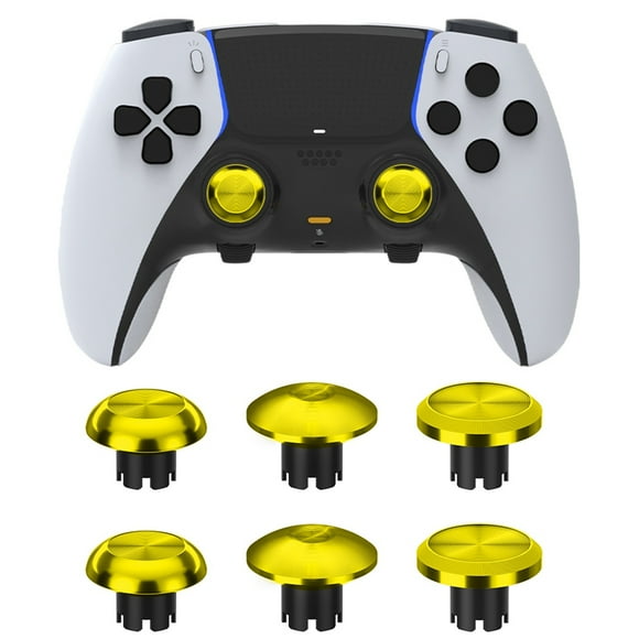 Compatible con PS5 DualSense Edge Controller Metal Thumb Stick Caps, Analog Stick Joystick Replacement Parts Accessory Kit-Oro