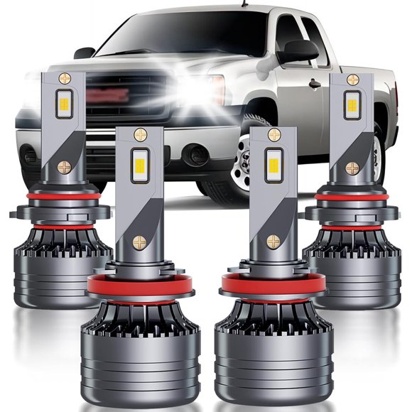 Bulbos de faro HUOKEDS para GMC Sierra 2007-2013, 4 piezas, 6000 K, 80 W