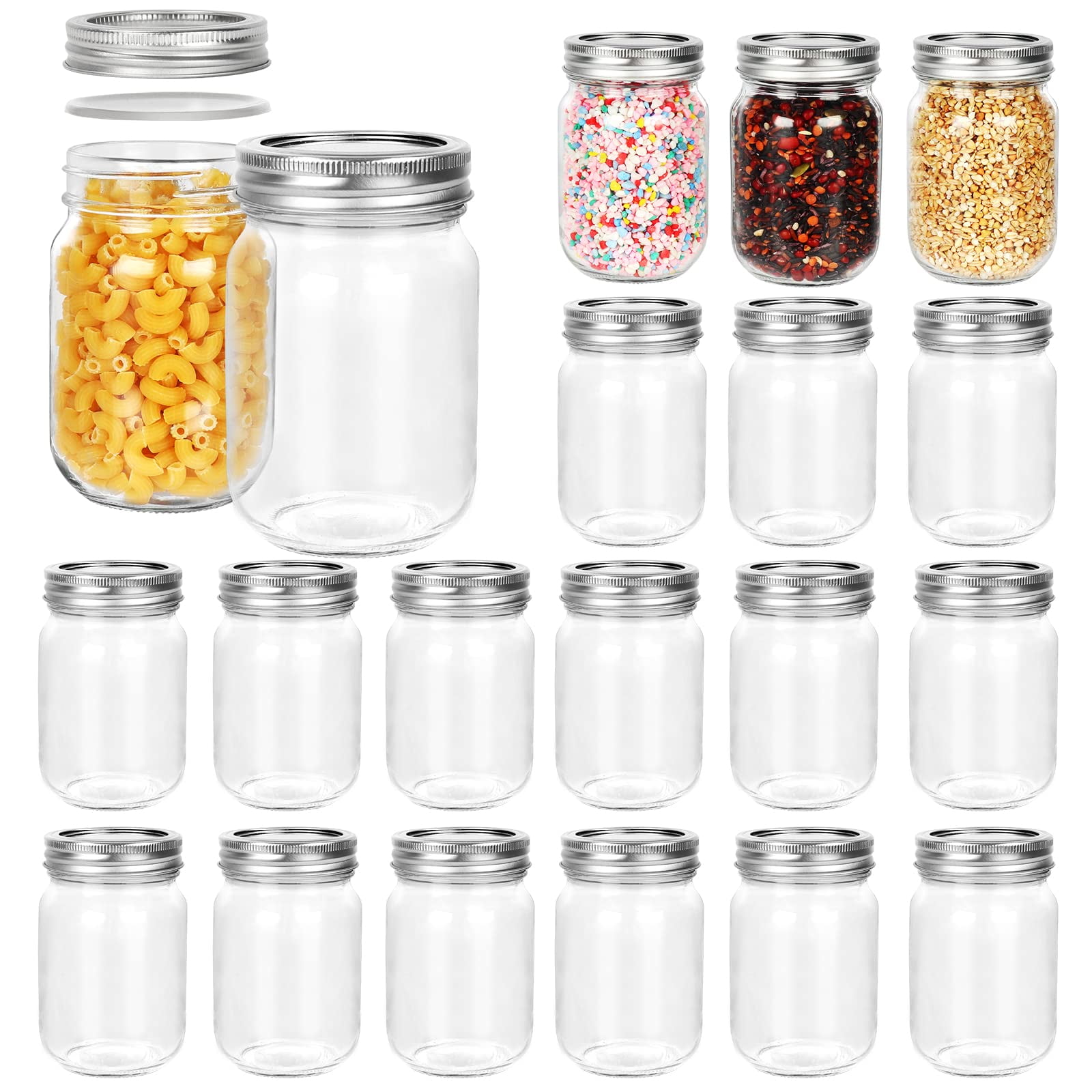 Frascos De Vidrio Tipo Mason Betrome De 360 Ml, Paquete De 20 Con Tapas