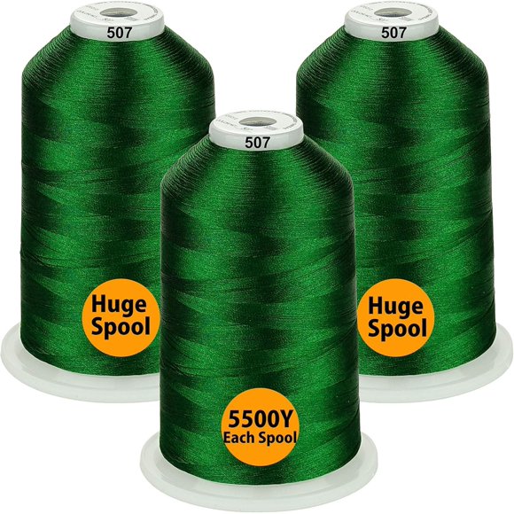 Hilo Simthread – Pack de 3 Carretes Grandes Verde de Poliéster para Bordado