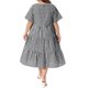 thumbnail image 3 of Vestido Maxi Casual de Verano con Bolsillos y Mangas Cortas Acampanadas de Cuello Redondo a Cuadros de Pascua para Mujer de Talla Grande de Agnes Orinda, Línea A, 3X Negro, 3 of 5